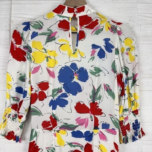 RIXO x Target Midi Dress Size 0 Floral Mock Neck Cascade Ruffle Colorful Artsy - Picture 9 of 16